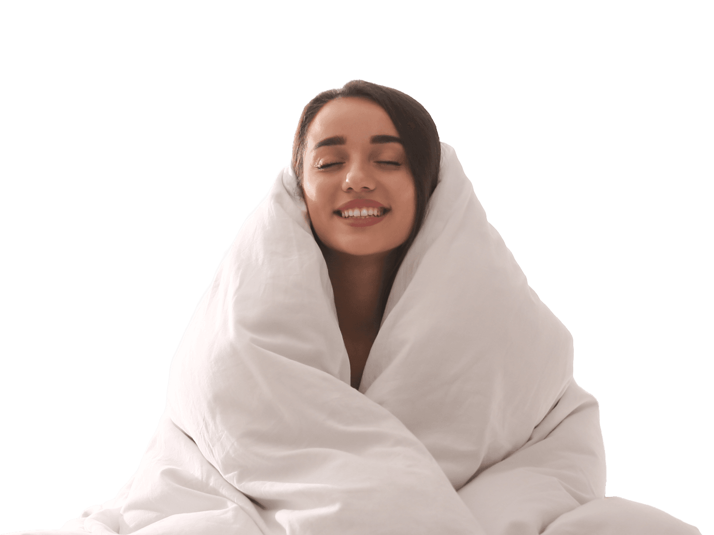 Lady covered in a quilt