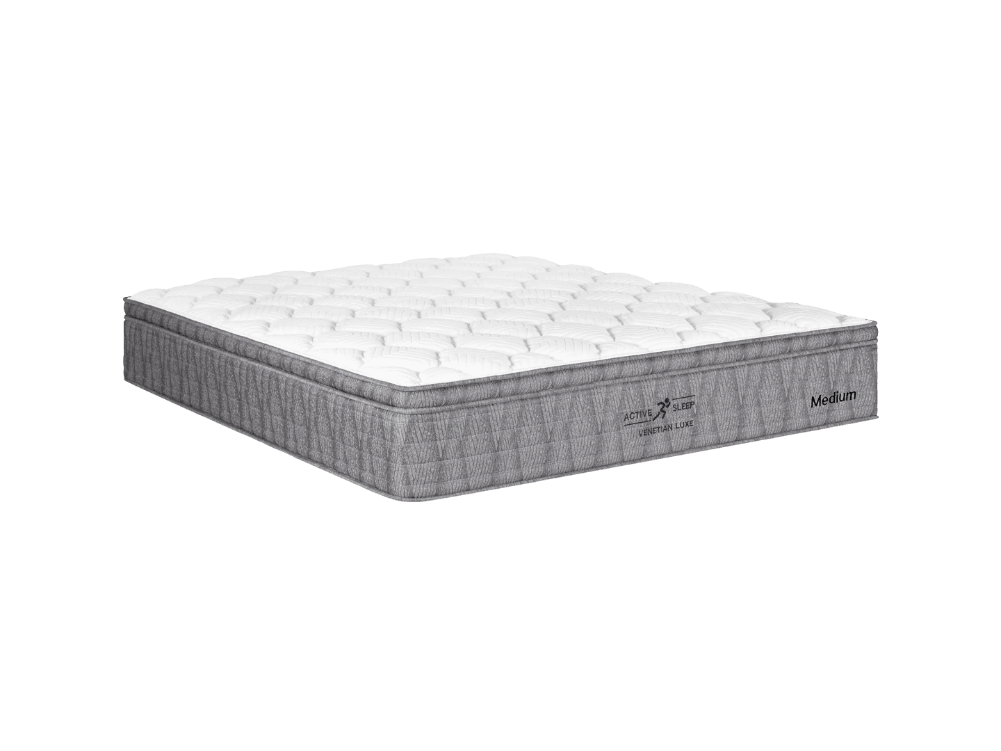 Mattress shown at an angle in a bedroom setting