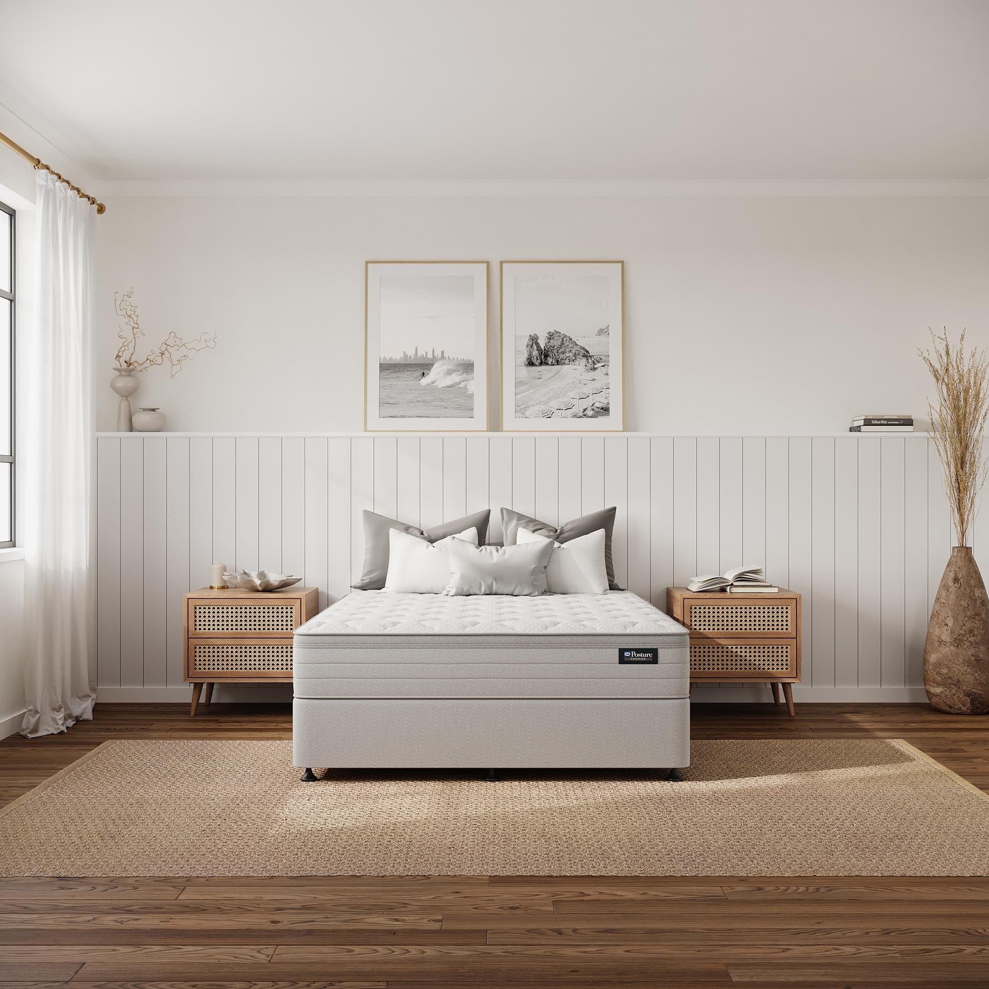 Lifestyle image of the Sealy Premier 2025 Base, Mist from Forty Winks