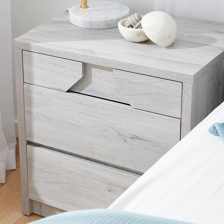 Lifestyle image of the Sovereign Bedside Table (2 Drawer), Washed Grey from Forty Winks