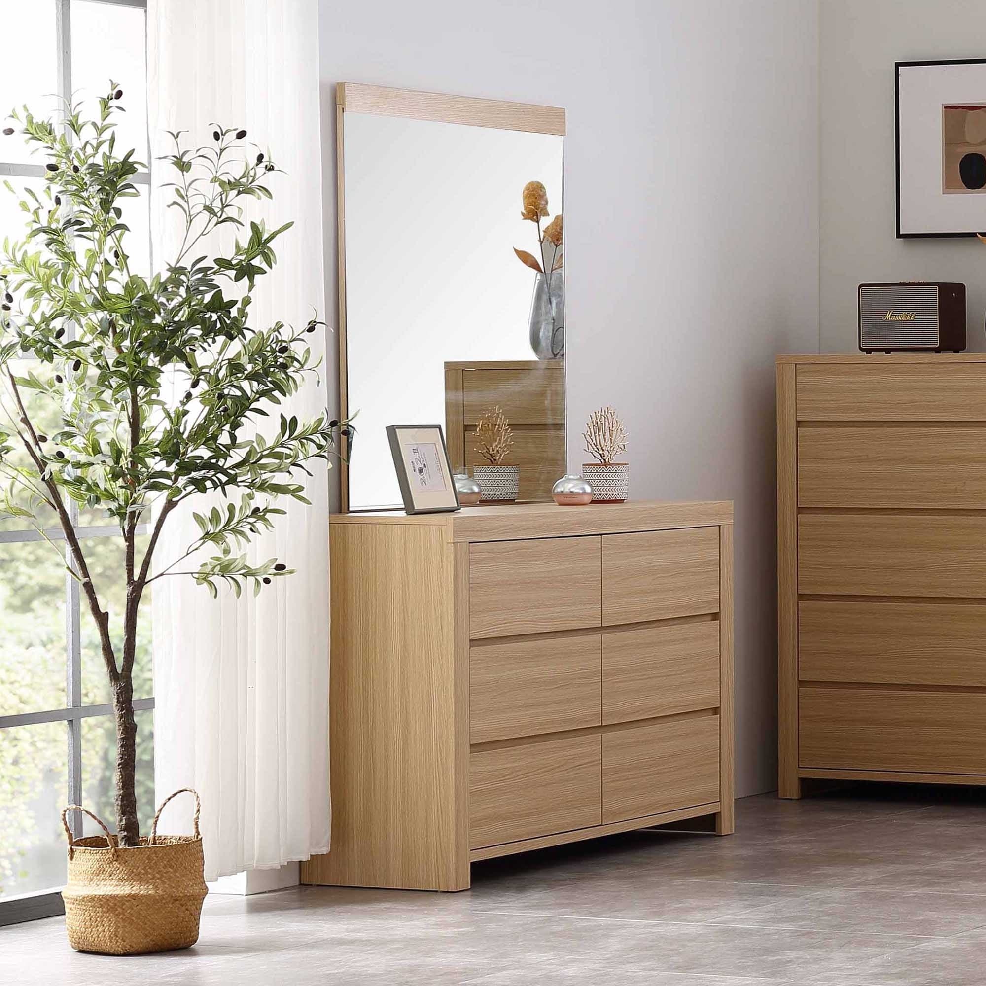 Lifestyle image of the Lugano Dresser (6 Drawer), Alpine Oak from Forty Winks