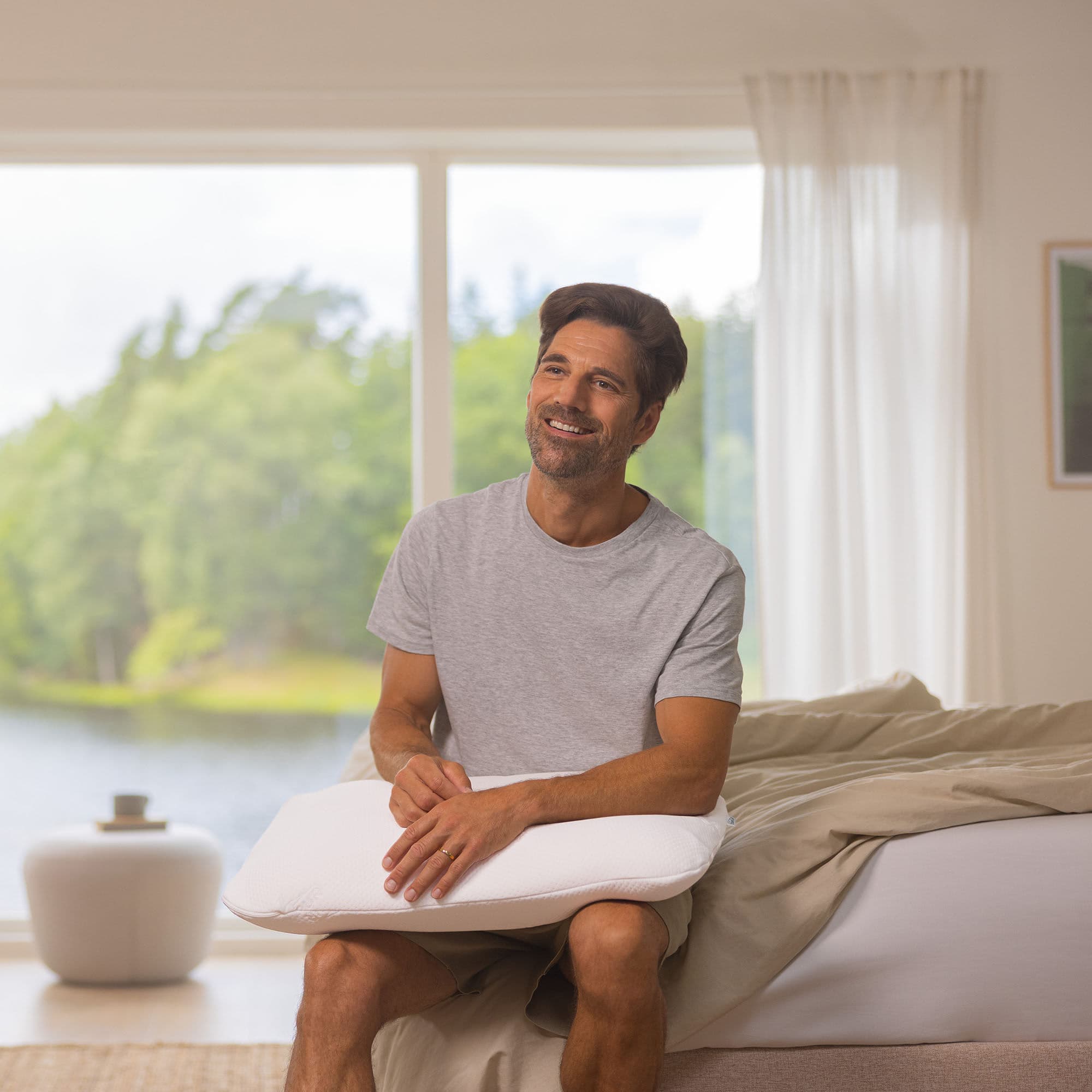 Lifestyle image of the Tempur Symphony Pillow, White from Forty Winks