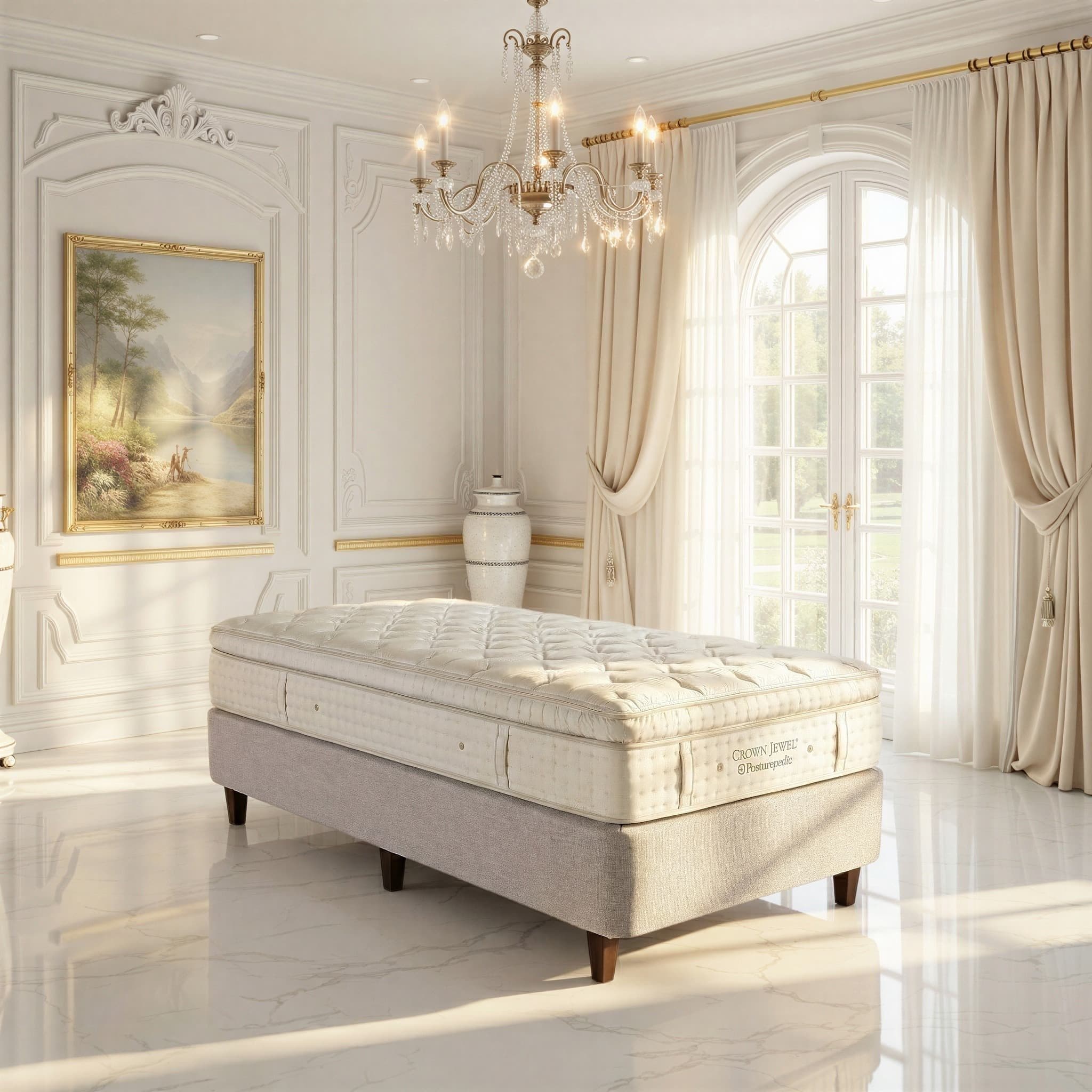 Lifestyle image of the Sealy Crown Jewel 2021 Base, Bohdi Glacier from Forty Winks