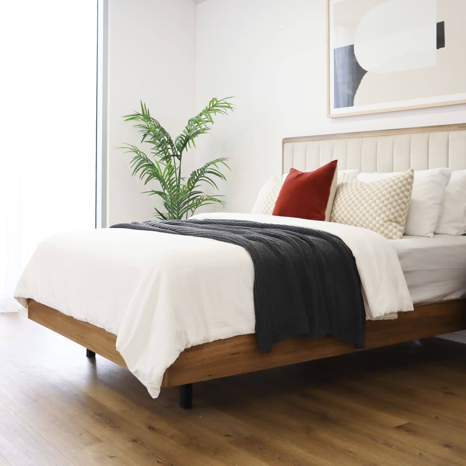 Lifestyle image of the Clifton Bed Frame, Smoked Oak from Forty Winks