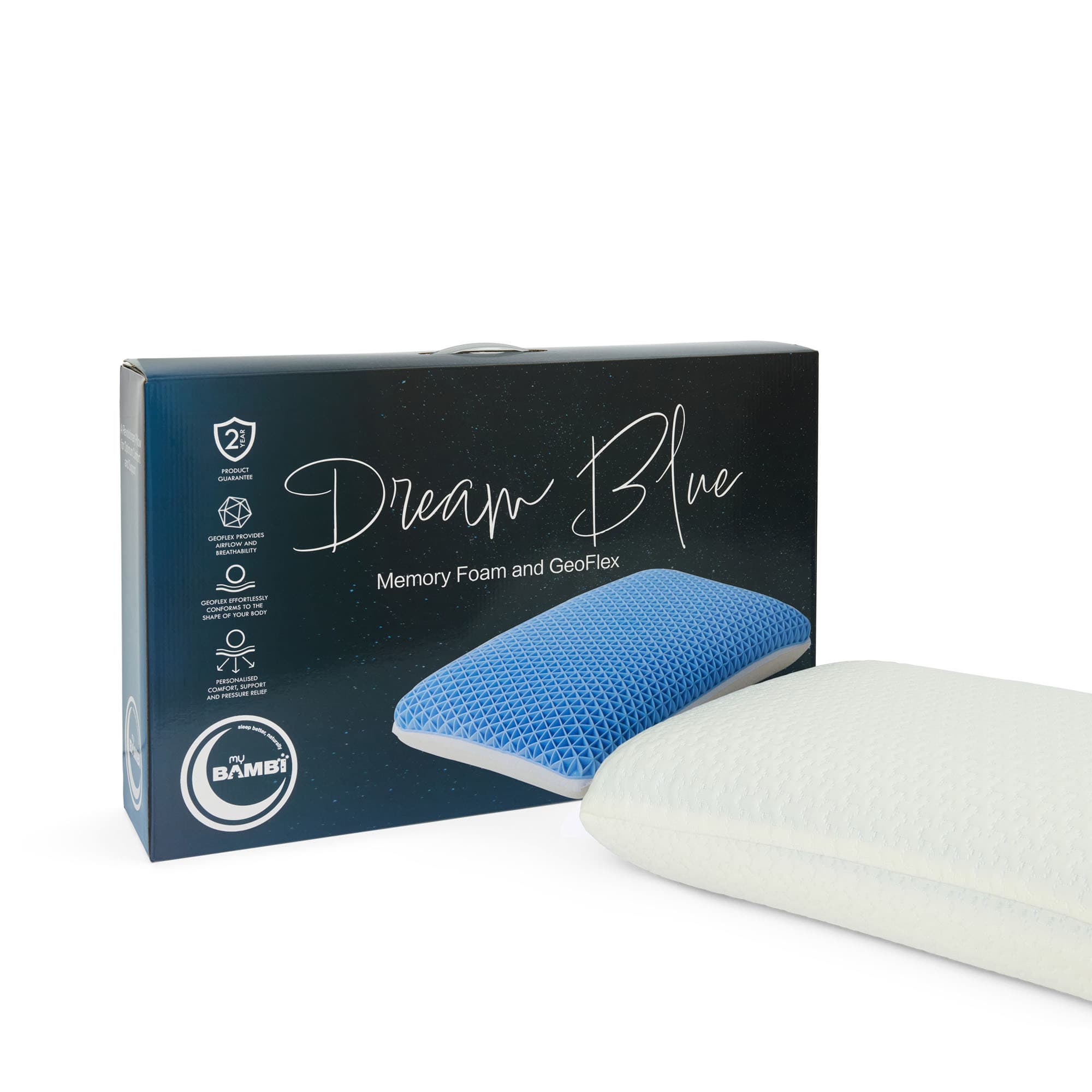 Product image of the Bambi Dream Blue Memory Foam Pillow from Forty Winks