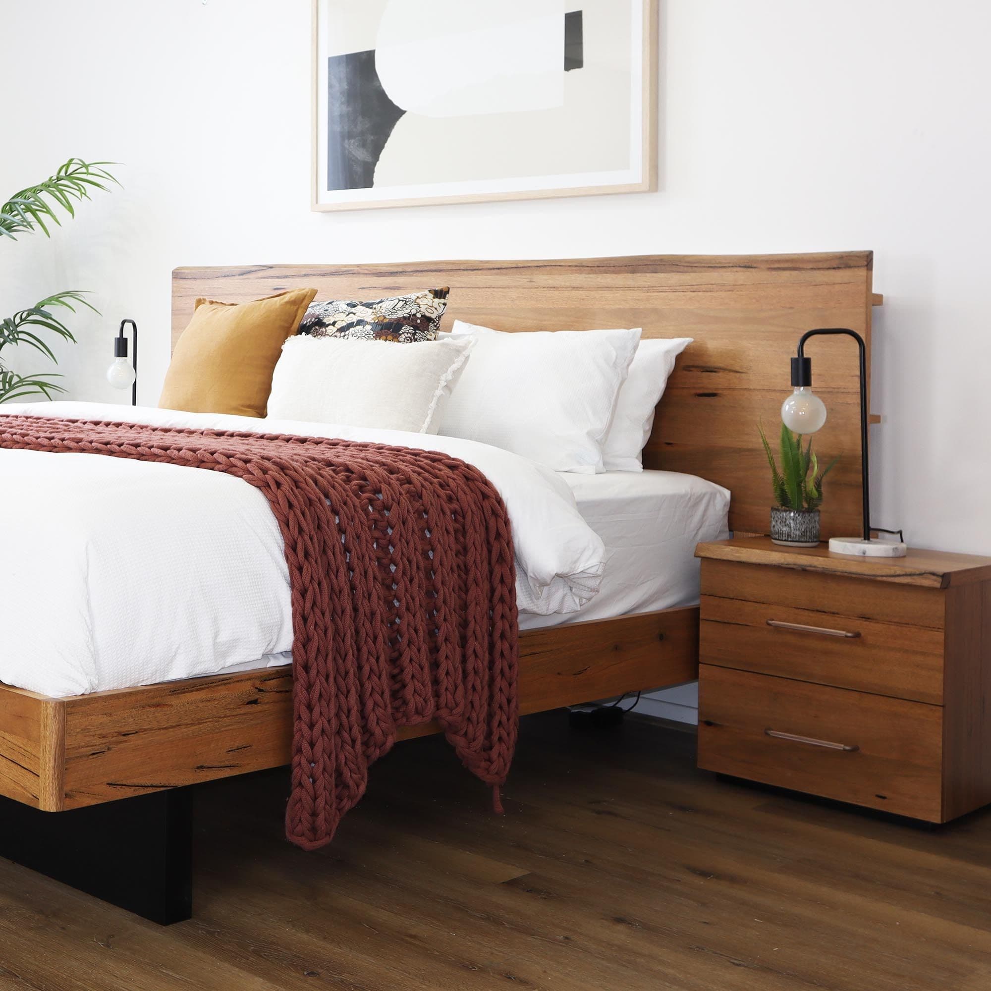 Lifestyle image of the San Remo Bed Frame, Natural from Forty Winks
